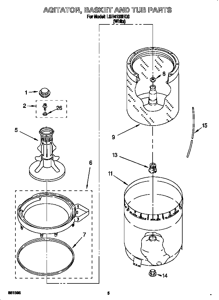 Agitator, basket and tub