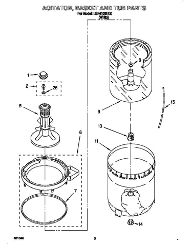 Agitator, basket and tub