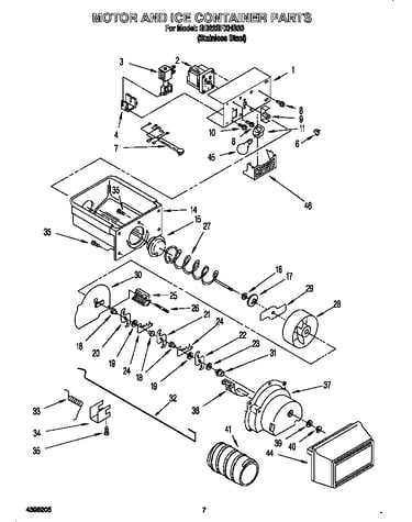 Motor and ice container