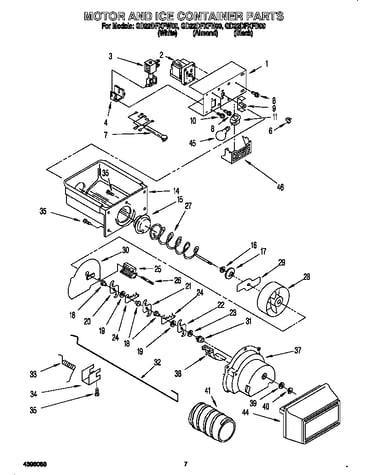 Motor and ice container