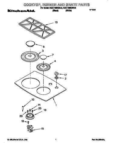 Cooktop, burner, grate