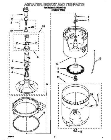 Agitator, basket and tub