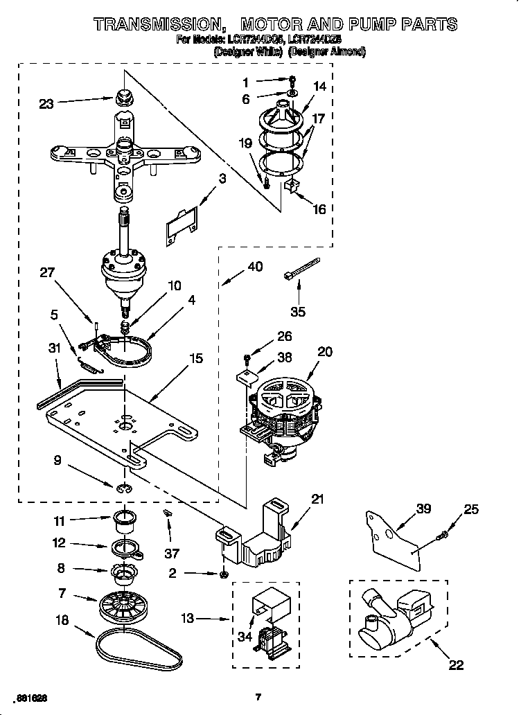 Transmission, motor and pump