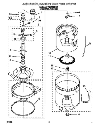 Agitator, basket and tub