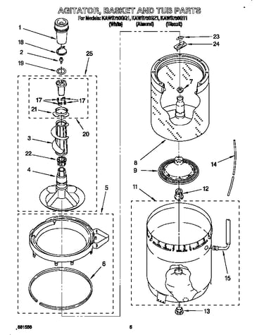 Agitator, basket and tub