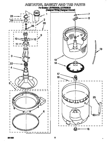 Agitator, basket and tub