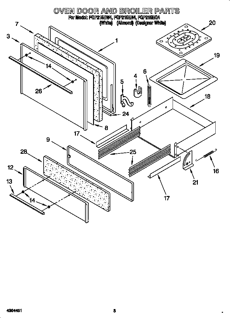 Oven door and broiler