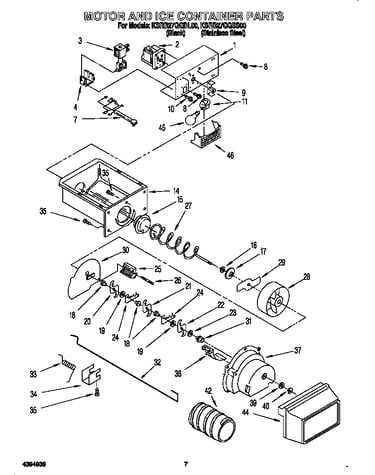 Motor and ice container