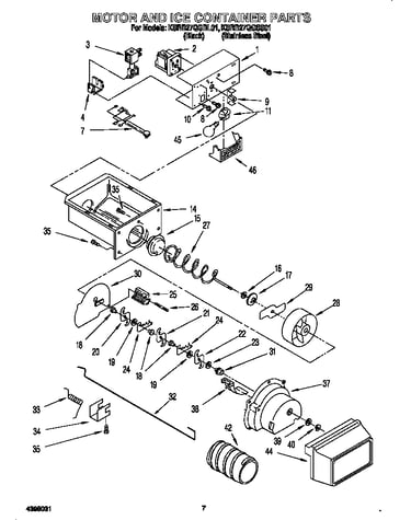Motor and ice container