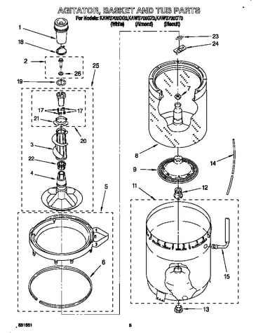 Agitator, basket and tub
