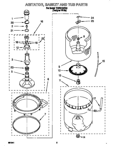 Agitator, basket and tub