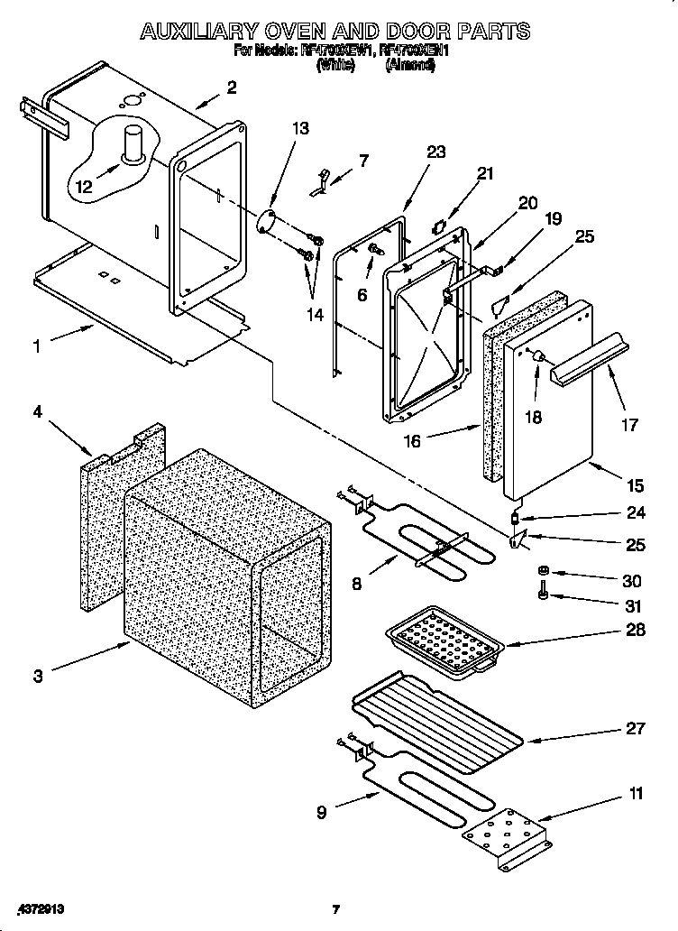 Auxiliary oven and door