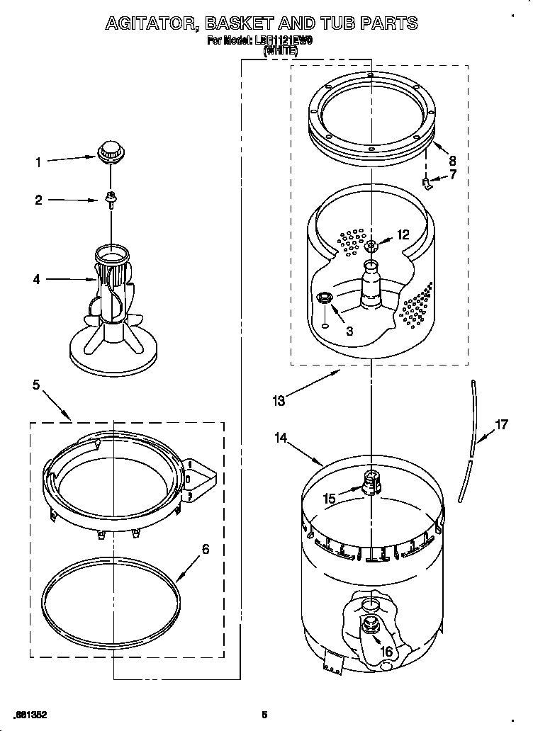 Agitator, basket and tub