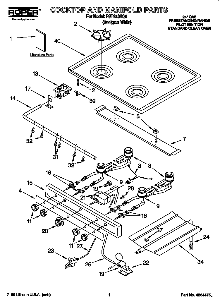 Cooktop, manifold
