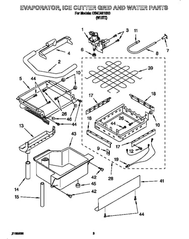 Evaporator, ice cutter grid and water