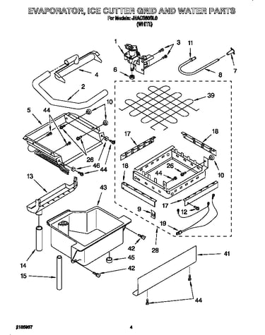 Evaporator, ice cutter grid and water