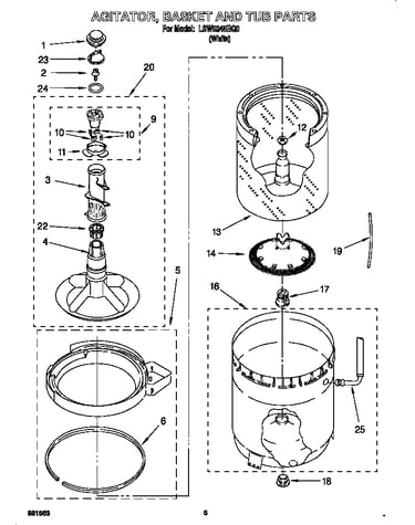 Agitator, basket and tub