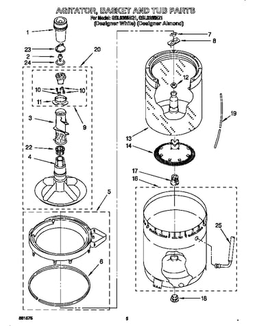 Agitator, basket, tub