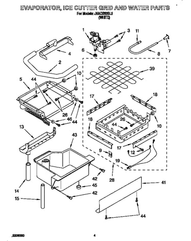 Evaporator, ice cutter grid and water