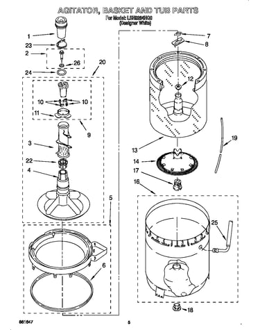 Agitator, basket and tub