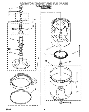 Agitator, basket and tub