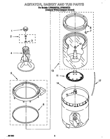 Agitator, basket and tub