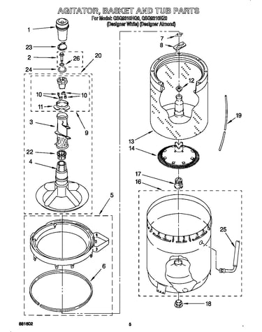 Agitator, basket and tub