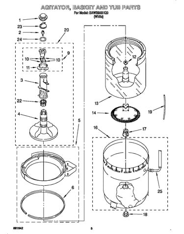 Agitator, basket and tub