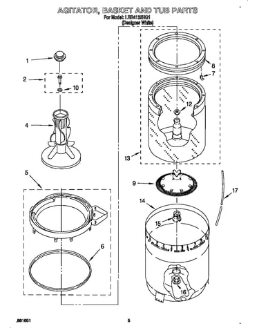 Agitator, basket, and tub
