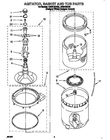 Agitator, basket and tub
