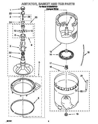 Agitator, basket and tub