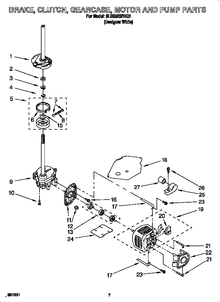 Brake, clutch, gearcase, motor and pump