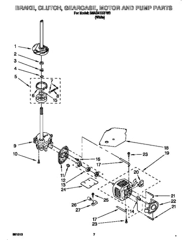 Brake, clutch, gearcase, motor and pump