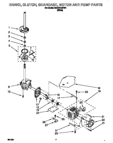Brake, clutch, gearcase, motor and pump