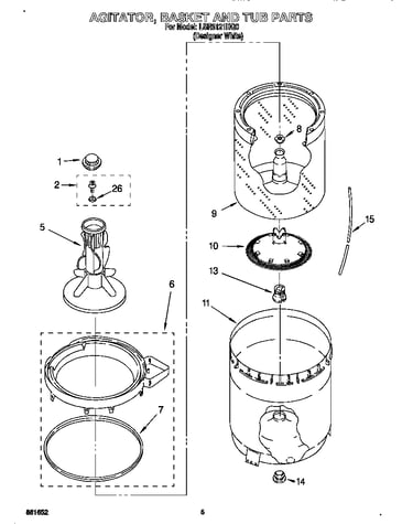 Agitator, basket and tub