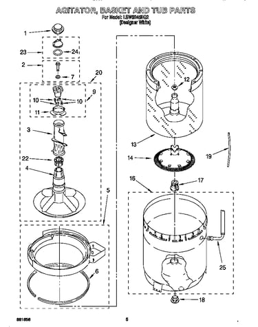 Agitator, basket and tub
