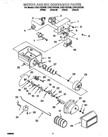 Motor and ice container