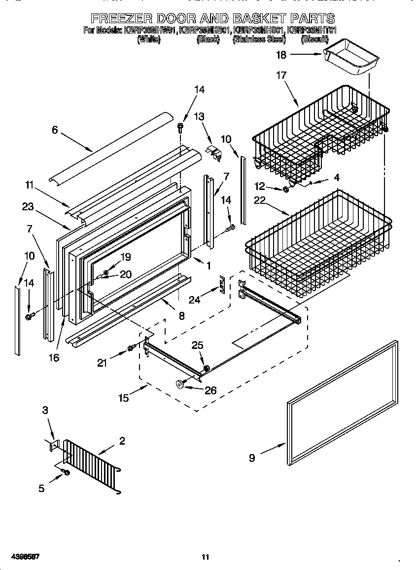 Freezer door and basket