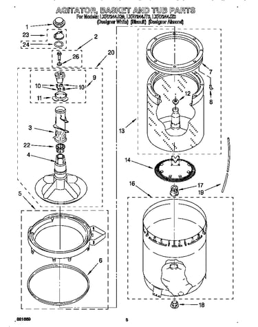 Agitator, basket and tub
