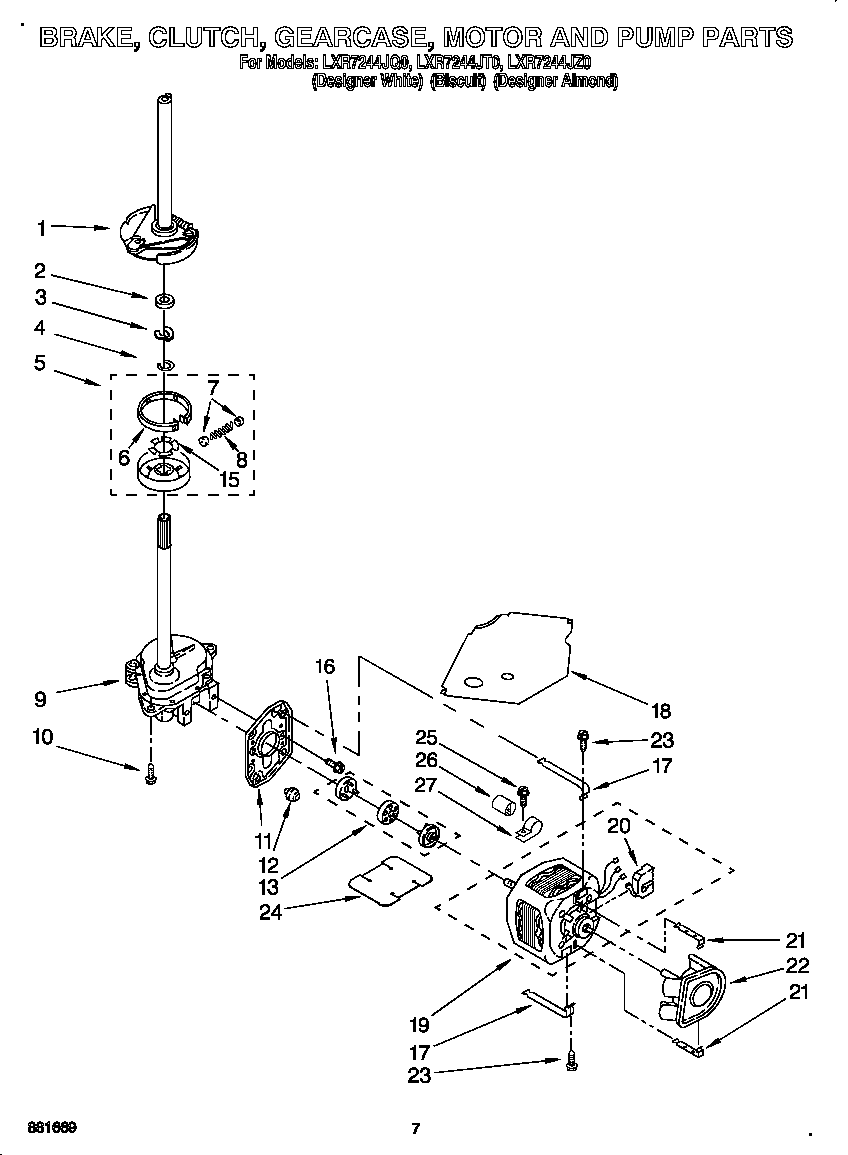 BRAKE, CLUTCH, GEARCASE, MOTOR AND PUMP