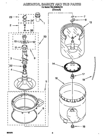 Agitator, basket and tub