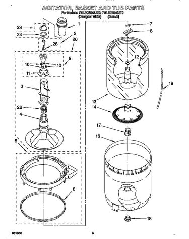Agitator, basket and tub
