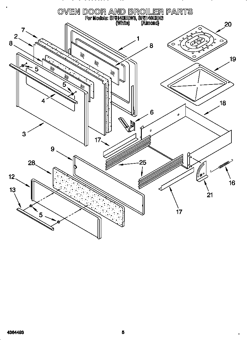 Oven door and broiler