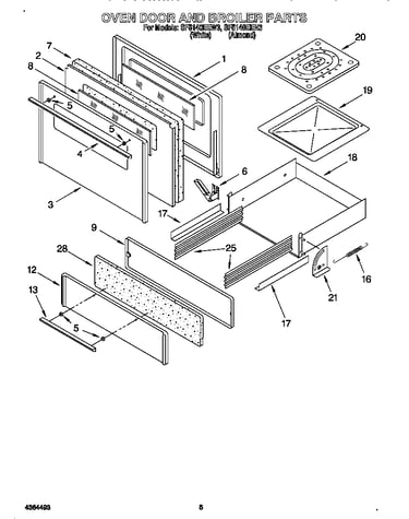 Oven door and broiler