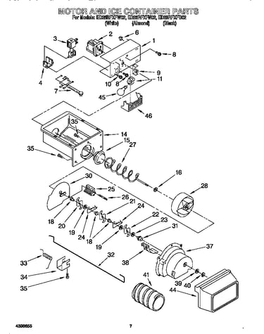 Motor and ice container