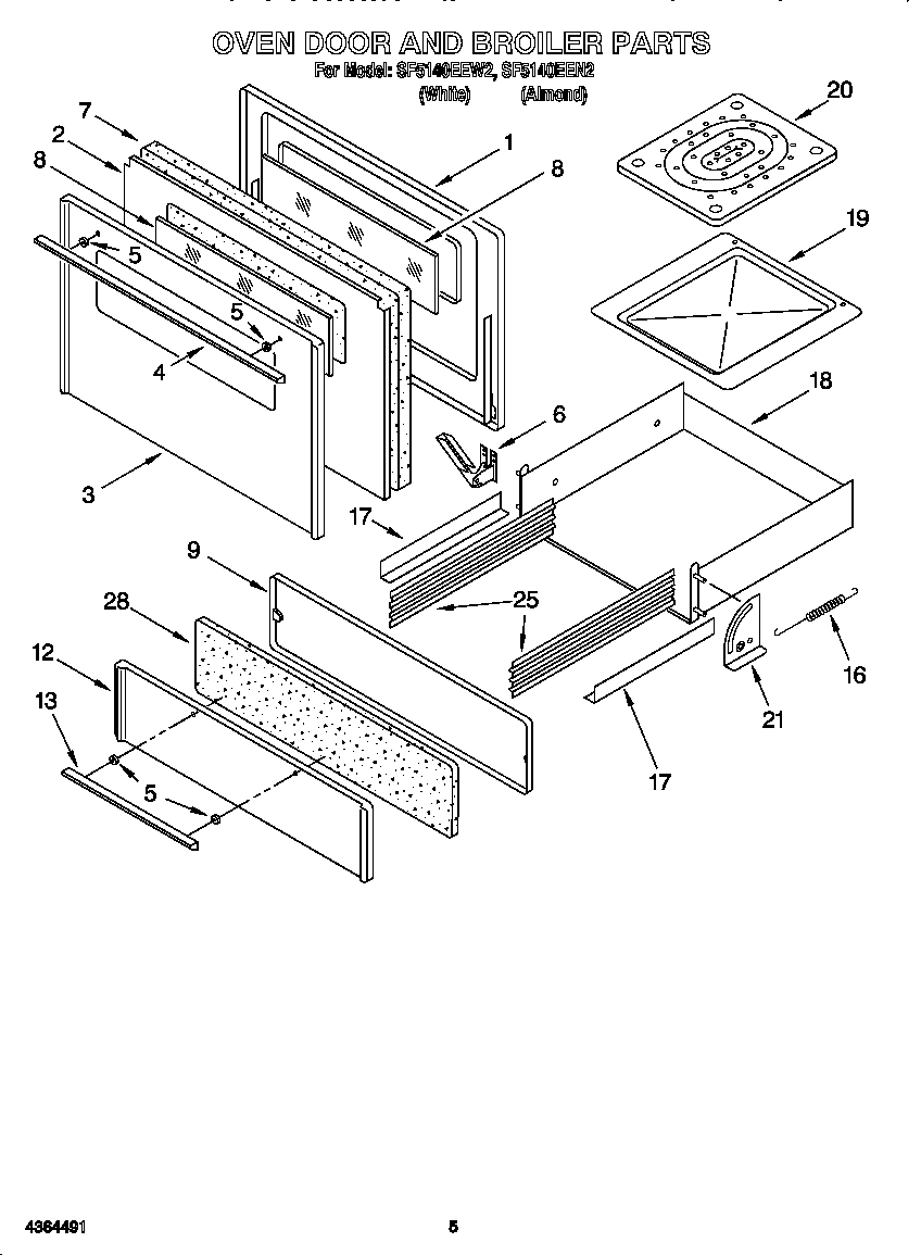 Oven door and broiler