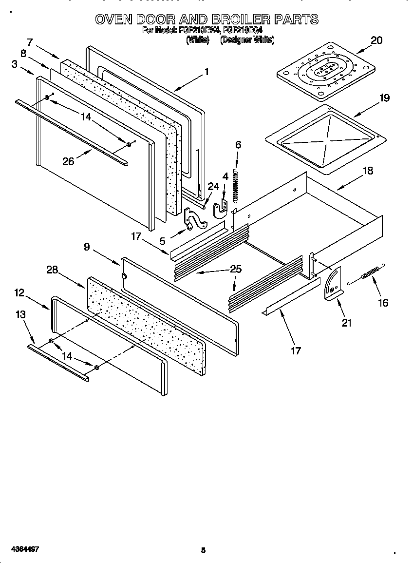 Oven door and broiler