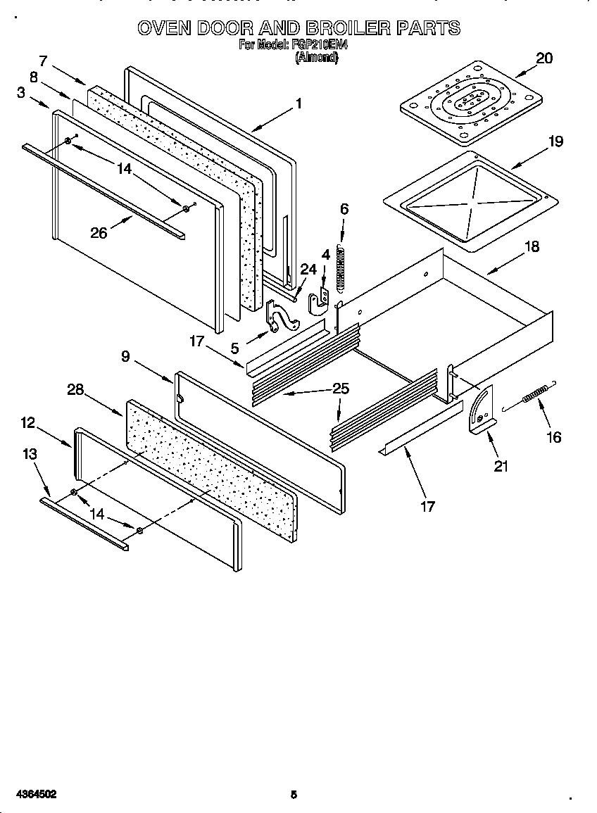 OVEN DOOR AND BROILER