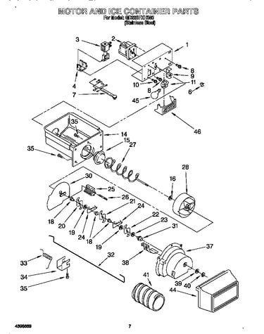 Motor and ice container