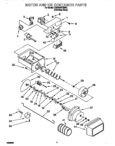 Motor and ice container